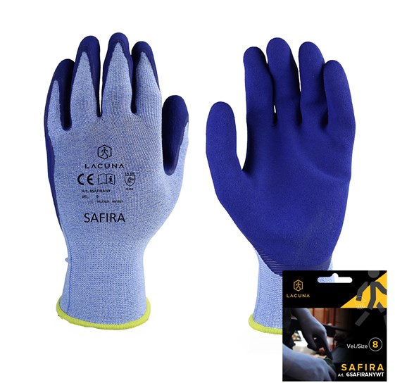 Rukavica s lateks premazom SAFIRA plava